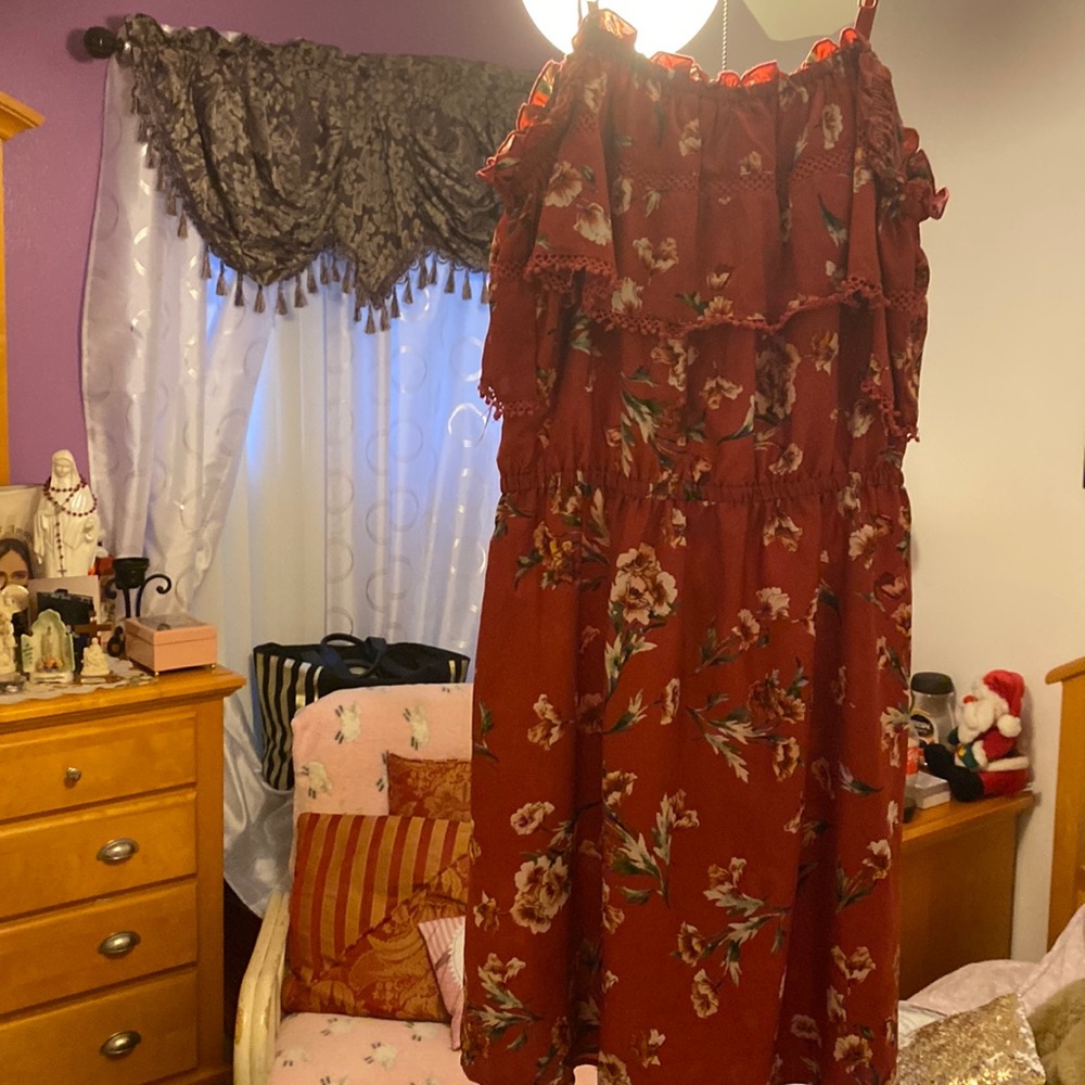 Red dress with flowers